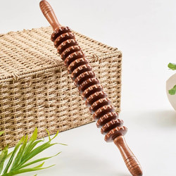 Wooden Muscle Relaxation Mace Massager Roller Fitness Meridian Yoga Stick Slimming Leg Cervical Spine Roller Massage Stick