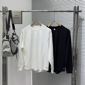 
Lock core autumn new men's long-sleeved T-shirt American trend loose round neck bottoming shirt youth sports sweatshirt trendy t