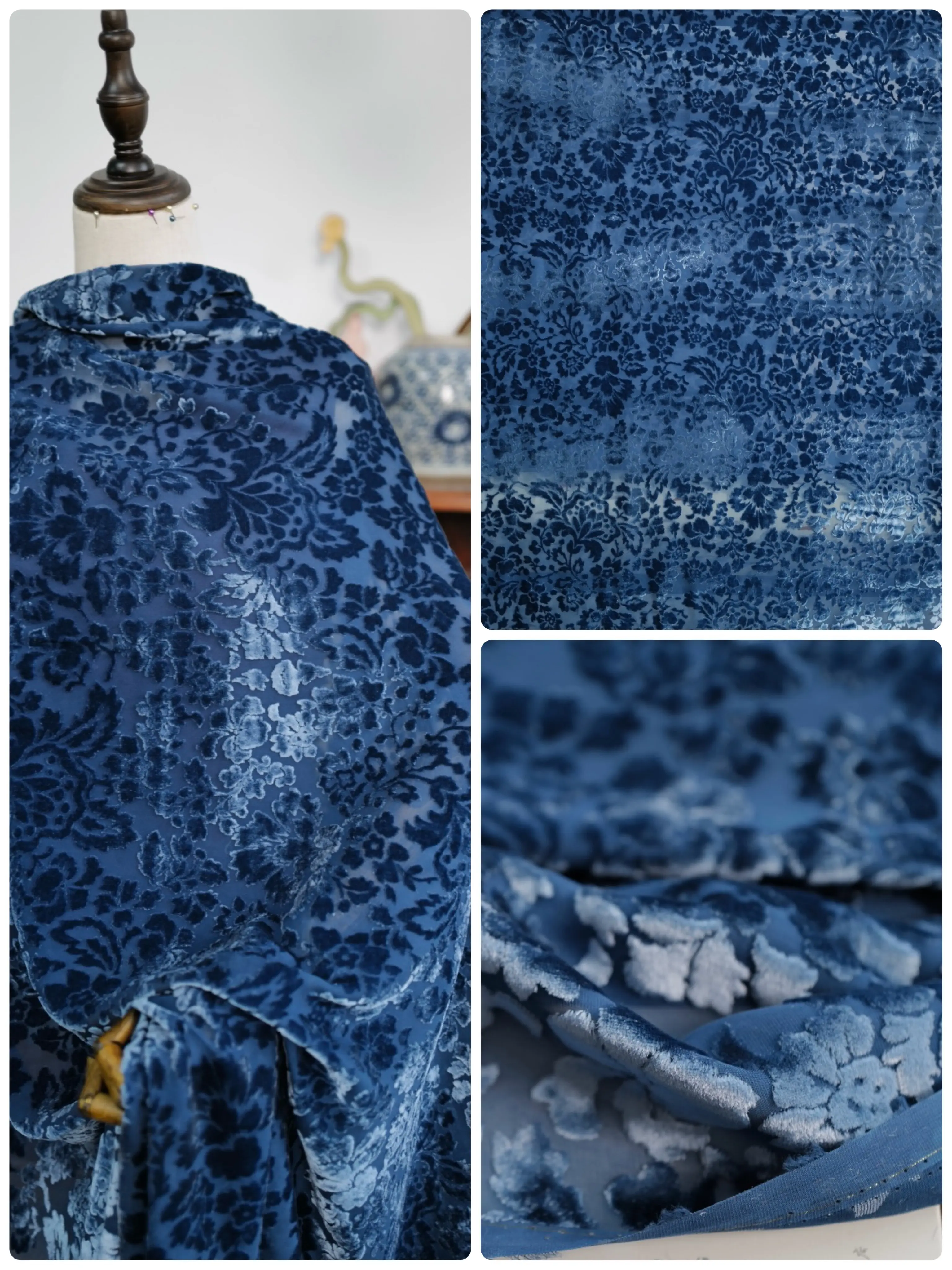 能猫布料大猫女孩2色TC津*千*真丝斜纹绸雪纺乔其纱雪纺烫金面料-Taobao