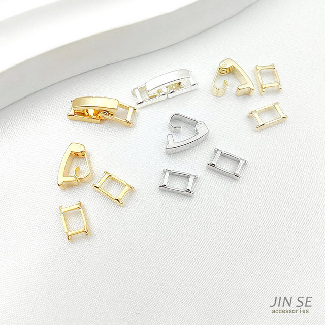 Real gold color-protecting link buckle three-piece set bracelet necklace zircon chain buckle belt buckle diy jewelry accessories