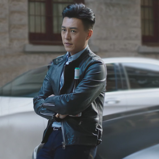 
Jin Dong's 2025 Spring and Autumn New Korean short contrasting motorcycle leather jacket slim-fit men's leather jacket trendy