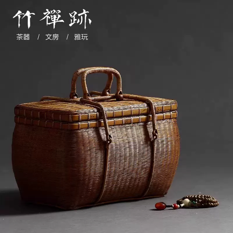 煎茶道具 堤藍 茶籠 竹籠 バスケット 骨董品 唐物 1客 明治