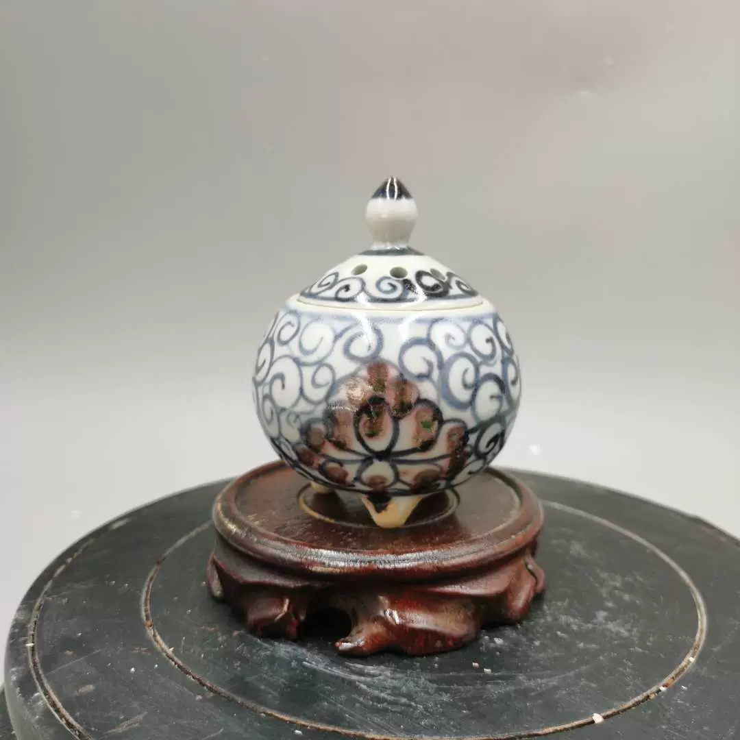 青花 三足 香道具 香炉 中国美術 旧家藏出 本物保証，お買い得