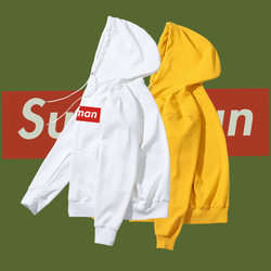 Spring and Autumn Sweatshirt for Men, Pullover Hooded Loose Fit Korean Style Fleece Top, Student Couple Outfit ins Trendy Brand Jacket Hoodie