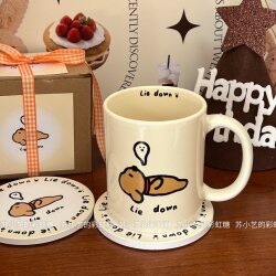 Original Design, Lazy and Slothful Puppy, Ceramic Mug, Coffee Cup, Couple's Best Friend Coaster, Birthday Gift