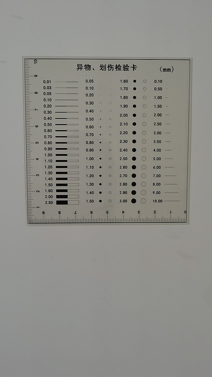 傷確確認用 異物傷検査カード - キャリパー基準