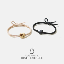 Cartoon Cute Alloy Cat Hair Tie for Girls, Sweet Rubber Band for High Ponytail, Japanese and Korean Style, Best Friend Hair Tie, Couple Wristband