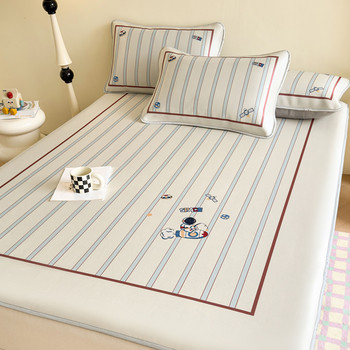 
Category A maternal and infant grade ice silk mat three-piece set summer cartoon children's air-conditioned soft mat washable dormitory summer