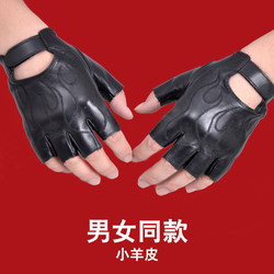 Autumn and Winter Half-Finger Leather Gloves for Men and Women, Fingerless Half-Sheepskin Gloves for Driving, Tactical, Student Writing, Dancing Gloves, Trendy