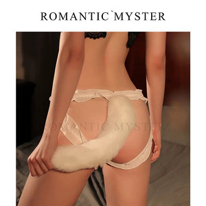 Entry -padded, disassembled fox cat tail sexy stunner chiffon cute bow, pure desire low waist panties
