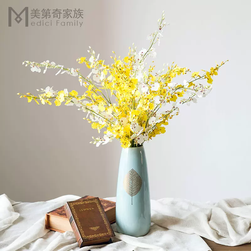 风雅跳舞兰假花摆件仿真花客厅摆设花卉餐桌插花绢花室内装饰