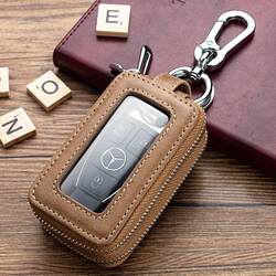 Genuine Leather Key Bag for Men and Women, Multifunctional, Large Capacity, Universal Car Key Bag, Fashionable Double-Layer Waist Hanging Key Bag