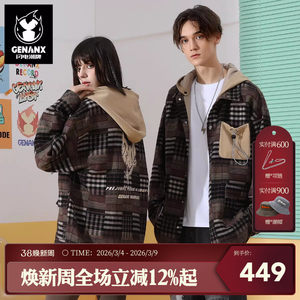 
GENANX Lightning Trendy Brand British Style Warm Cotton Jacket Men's and Women's 2025 Autumn and Winter New Couple Cotton Clothes