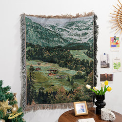 Snow Mountain Forest Cotton Woven Tapestry Room Bedroom Decoration Hanging Cloth Background Cloth Cabinet Cover Atmosphere Arrangement