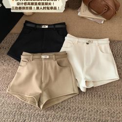 Khaki Spring and Summer Straight-Leg Shorts for Women, Slim Fit, Stylish Suit Pants, Casual High-Waisted Versatile A-Line Hot Pants