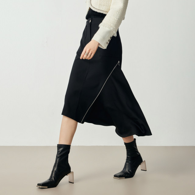 HGENTEEL Lotus Women's Clothing Asymmetrical and Neat Straight Cool Skirt GCD35700560
