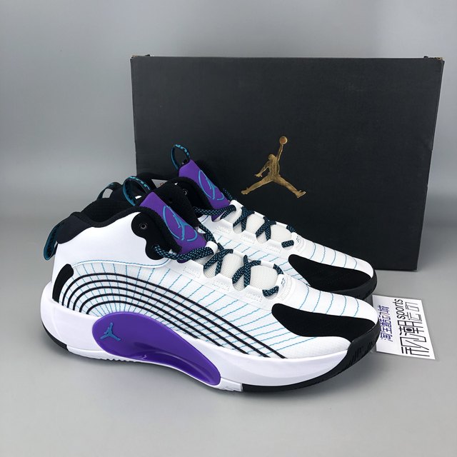 AirJordanJumpman2021PF black and white purple men's mid-top retro ...