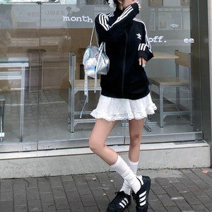 
Adidas Adidas black men's and women's comfortable knitted loose sports top jacket jacket IJ7058
