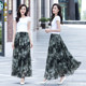 2025 new ink painting printed chiffon long skirt summer mid-length high-waisted beach fairy skirt

