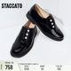 Sijiatu 2025 new British style retro oxford shoes thick heel black leather shoes women's shoes J5310AM5