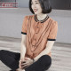 2025 summer new style simple temperament round neck contrasting bow loose short-sleeved chiffon shirt large size top for women