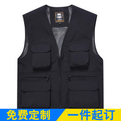 Vest Men's Summer Thin Photography Outdoor Fishing Vest Overalls Multi-Pocket Workwear Vest Clip Custom Printed LOGO