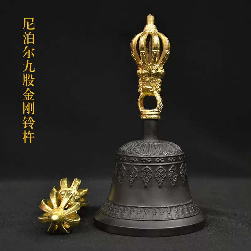 銅製 法器 手揺鈴 五股金剛密鈴 金剛杵銅鈴 装飾品 工芸品 置物 黃銅金剛鈴杵藏密法器密宗五股杵鈴鐺黃銅復古精品手工新款
