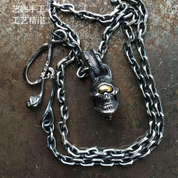 艺蚀银饰高桥吾郎风格松石镶嵌大老鹰羽毛吊坠林俊杰同款925纯银