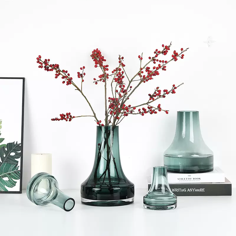 北欧风大号塔型玻璃花瓶ins细囗小清新花瓶酒店客厅插花装饰摆件