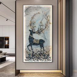 Light Luxury European-Style Entrance Hall Decorative Painting Led Light Painting Grand Corridor Aisle Hanging Painting Living Room Vertical Mural