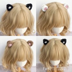 Fanq Japanese-Style Bear Ear Cute Plush Hair Clip Side Bangs Small Claw Clip for Women Autumn and Winter Small Animal Hairpin