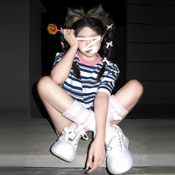 Contrast Color Round Neck Simple Stripesd Short-Sleeved T-Shirt for Women 2025 New Style Foreign Style Unique Loose Half-Sleeved Top