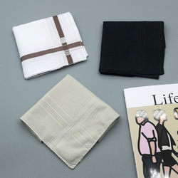 Pure Cotton Handkerchief, Old-Fashioned Men's and Women's Handkerchief, Soft, Sweat-Absorbent, Thin, Plain, Simple, Classic, All-Cotton Square Towel with Satin Edge