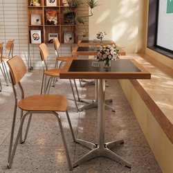 Coffee Shop Tables and Chairs, Slate Tables for Simple Meals, Cold Drink Shops, Milk Tea Restaurants, Commercial Dessert Shops, Solid Wood Marine Board Tables and Chairs
