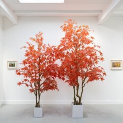 Artificial Maple Tree, Red Maple Fake Tree, Indoor and Outdoor Potted Plants, Home Window Display, Medium and Large Decorative Floor-Standing Green Plants