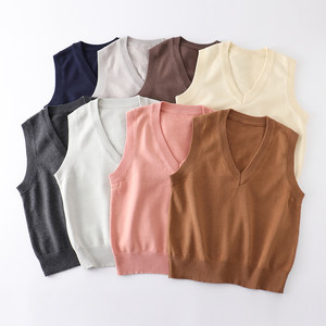 Basic V -necklason jas jk sweater uniform vest vest sleeve thin thin pure color female student sweater spot
