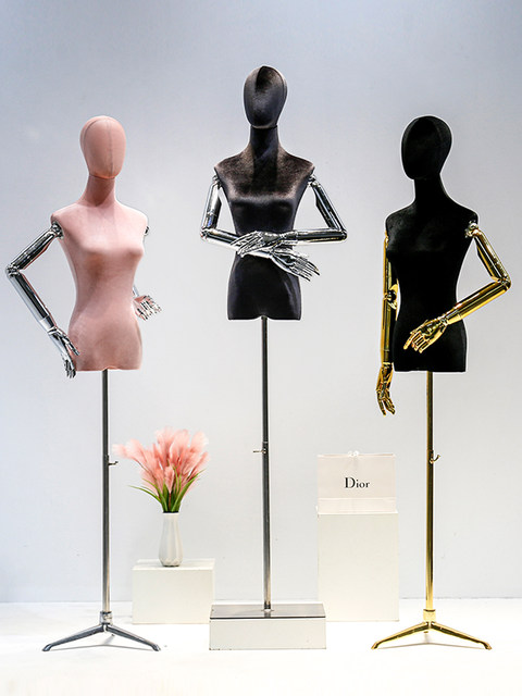 Female models with women's clothing store color model shelf window high ...