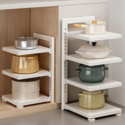 Jiabanshou Kitchen Storage Rack, Floor-Standing Cookware Organizer, Kitchen Household Layered Pot Rack, Under-Sink Pot Holder