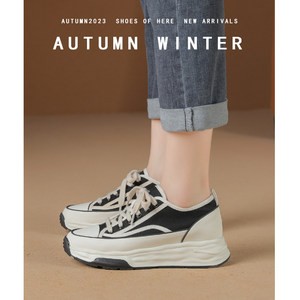 
Thick-soled canvas shoes for women versatile women's shoes 2023 new casual height-enhancing shoes for girls' shoes comfortable white shoes trendy