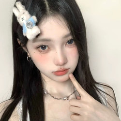 Cute Cartoon Plush Rabbit Hairpin with a Unique Design, Bear Head Accessory, Sweet Bangs Side Clip, Autumn and Winter Hair Accessory for Girls