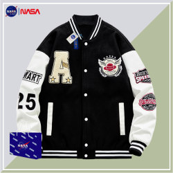 Nasa Co-Branded American Baseball Jacket for Men and Women, Spring and Autumn Loose Trendy Brand Couple Outfit, Embroidered Oversized Jacket