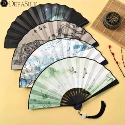 Han Dynasty Fan Boy National Style 8inch Plastic Fan Tassel Pendant National Trend Folding Fan Kidsren's Silk Cloth Ancient Style Can Not Be Torn