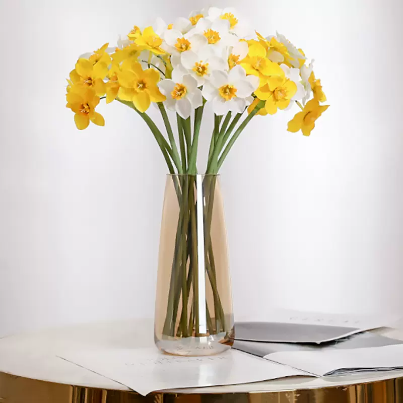 新款洋水仙花仿真花束小百合假花高档酒店餐桌装饰摆件摄影道具 新款洋水仙花仿真花束小百合假花高档酒店餐桌装饰摆件摄影道具