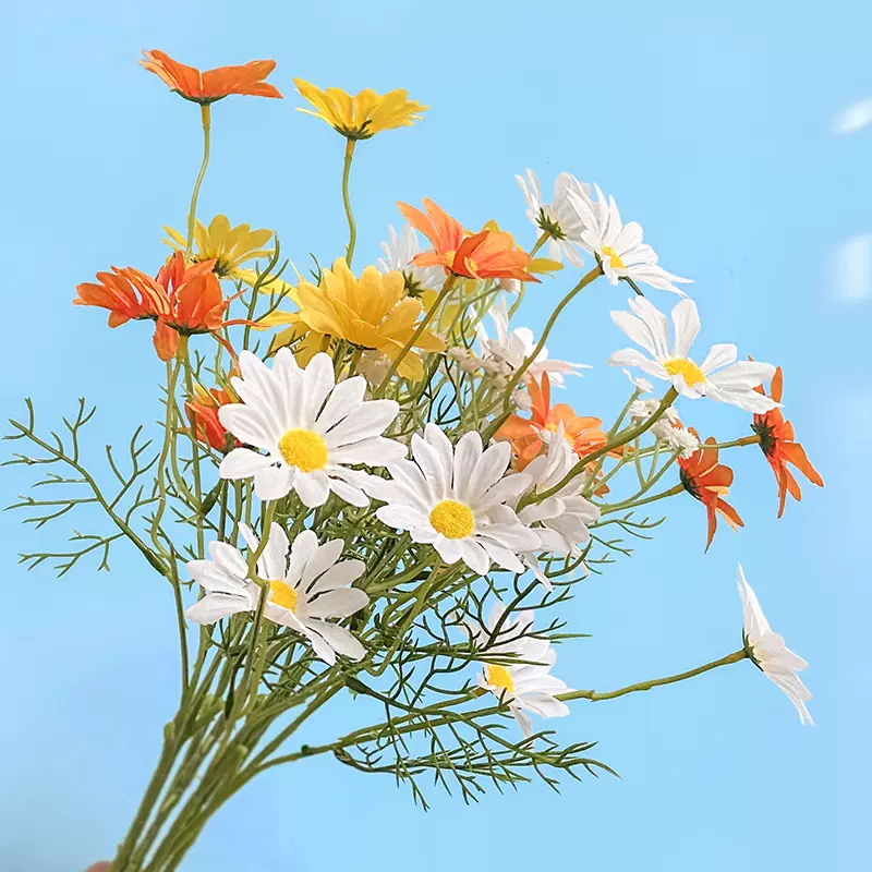 仿真小雏菊拍照道具花束向日葵洋甘菊婚纱摄影装饰花野餐假花摆件