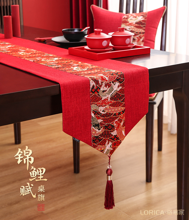 Luo yijia 新年テーブルフラッグ |結婚式の赤い中国風テーブル Luo yijia 新年テーブルフラッグ |結婚式の赤い中国風テーブル