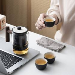 Quick Cup Travel Kung Fu Tea Set Small Portable Storage Bag Outdoor Ceramic Glass One-Pour Teapot with Three Cups