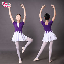 Children's Ballet Practice Outfit, Summer Short-Sleeve Gymnastics Outfit, Performance Dancewear, Yoga Dress for Girls, Professional Exam Dress