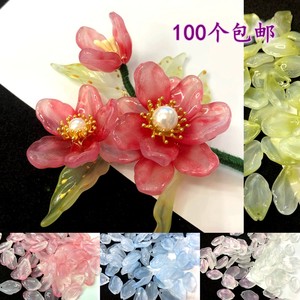 
100 free shipping fat peach blossom 12x20mm glazed petals Xiuyu diy handmade antique Hanfu hairpin material