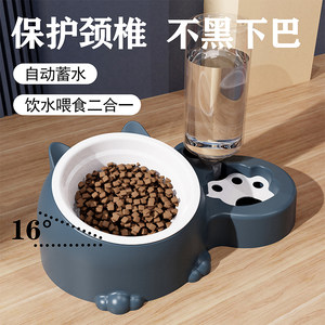 Cat bowl automatic drinking water double bowl dog bowl dog bowl pet stainless steel bowl drinking water dog ceramic cat supplies
