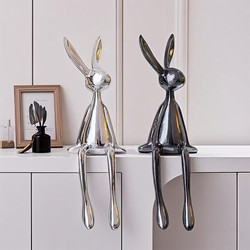 2025 New Light Luxury Electroplated Sitting Rabbit Figurine for Wine Cabinet, Tv Cabinet, Entryway Decoration, Niche Decor with a High-End Feel